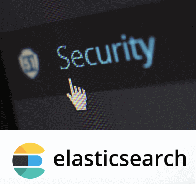 an image representing security and an Elasticsearch logo to represent security against Elasticsearch data leaks.