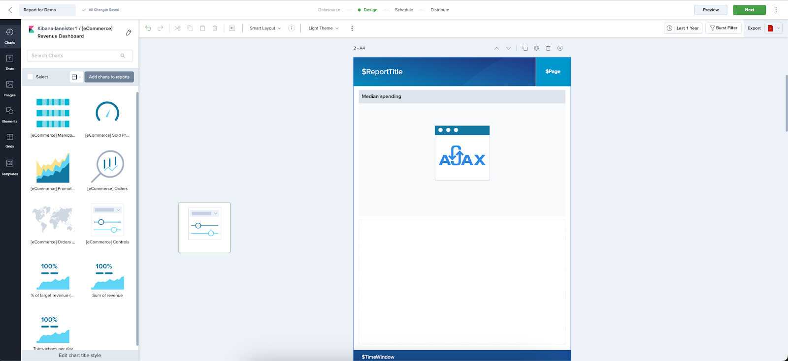 Skedler interface to create a new Kibana report template from dashboards or saved searches